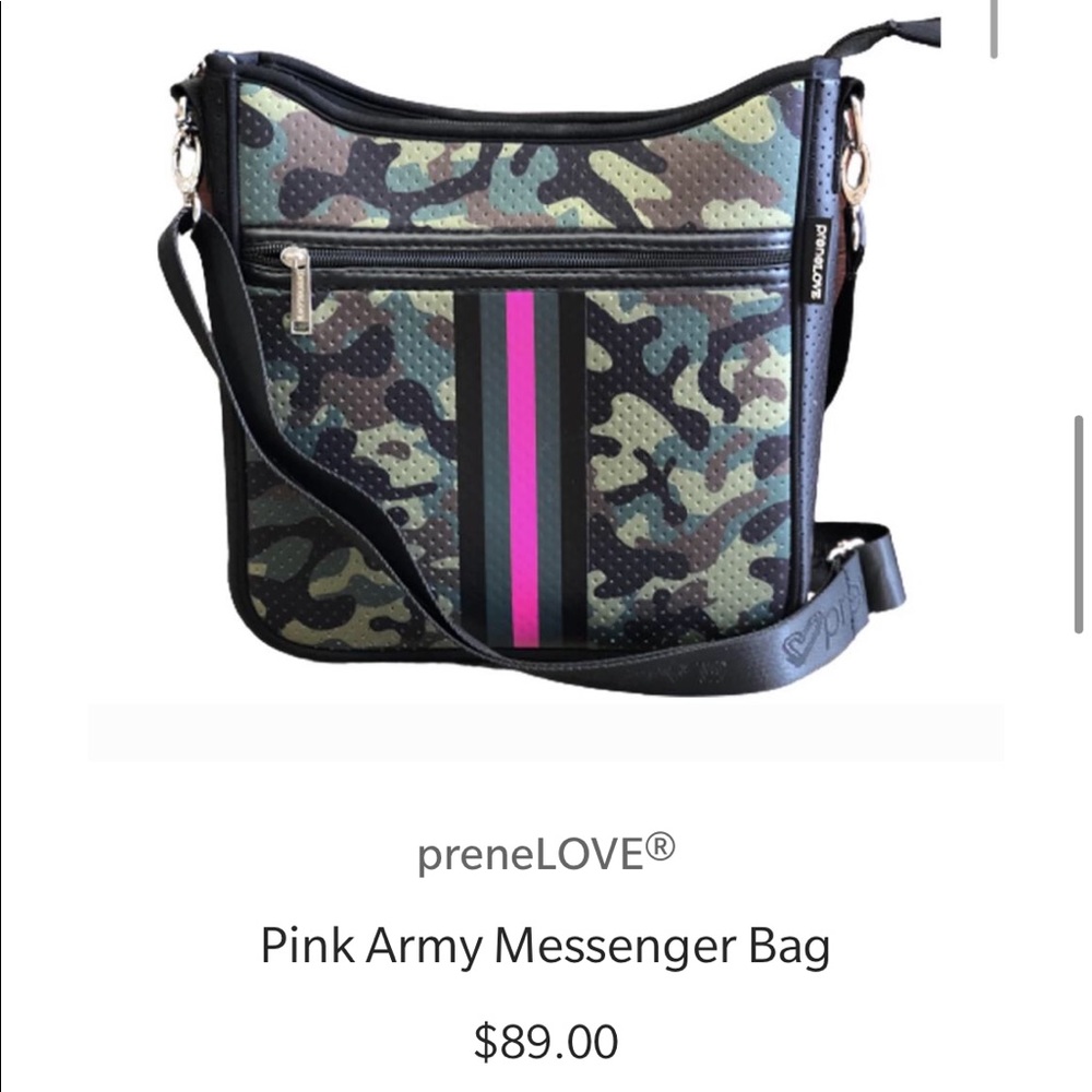 PreneLove Neoprene pink army messenger bag